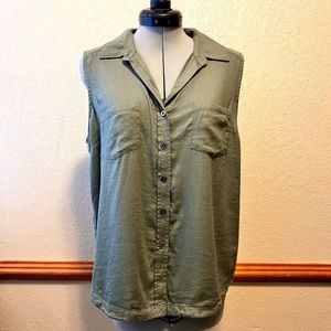 SO Army Green Sleeveless Blouse